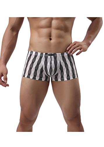 Herren Boxershorts Sexy Ultra Dünn Atmungsaktive EIS Seide Transparent Unterwäsche Männer Unterhose Low Rise Beutel Bequem Boxer Briefs Shorts Pants (L, Schwarz) von Canarea