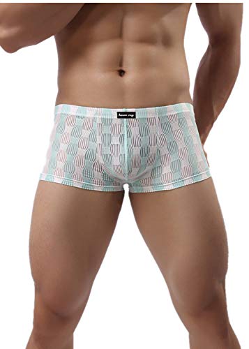 Herren Boxershorts Sexy Ultra Dünn Atmungsaktive EIS Seide Transparent Unterwäsche Männer Unterhose Low Rise Beutel Bequem Boxer Briefs Shorts Pants (XL, Hell blau) von Canarea