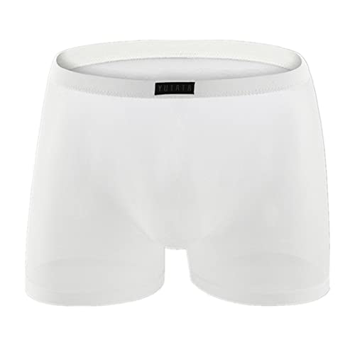 Herren Sexy Boxershorts Ultra Dünn Atmungsaktive Mesh Transparent Low Rise Beutel Unterhose Unterwäsche Bequem Briefs Shorts Männer (M, Weiß) von Canarea