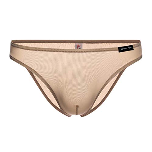 Herren Slips Ultra Dünn Atmungsaktive Elastisch Unterhose Pants String-Tangas Trunk Bulge Beutel Slip für Männer (L, Hautfarbe) von Canarea