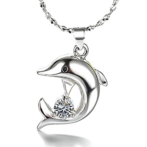 Kette Damen Mädchen Halskette 925 Sterling Silber mit Anhänger Delphin Mode Y-Kette für Frauen Freundin, Allergikerfrei von Canarea