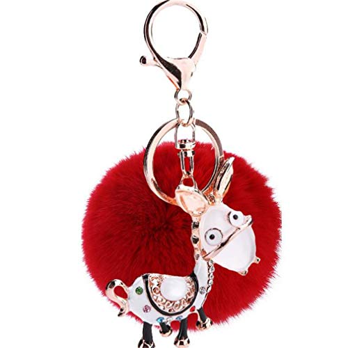 Keychain Schöne Autoschlüssel Pferd Strass Metall Schlüsselanhänger glänzendem Taschenanhänger Auto-Anhänger Weich Schlüsselring Handtaschenanhänger Dekor Glücksbringer Geschenk (Rot) von Canarea