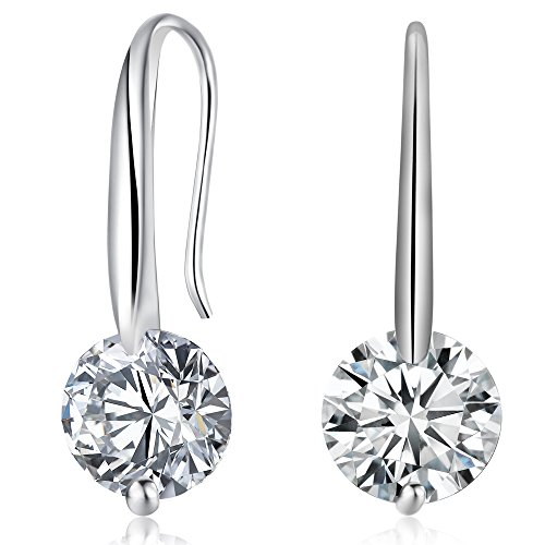 Ohrhänger Hoop Ohrringe Damen Mädchen 925er Sterling Silber Einfache mit Runde Zirkonia Hypoallergen Ohrschmuck von Canarea
