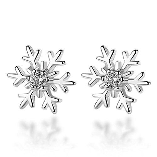 Ohrringe Damen Mädchen ohrstecker 925er Sterling Silber Mit Zirkonia Schneeflocke Studs Spike Ohrschmuck Hypoallergen für Frauen Freundin als Weihnachtsgeschenke von Canarea