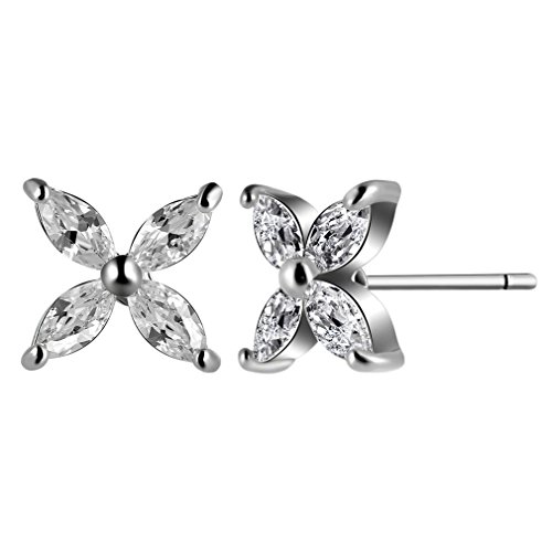 Ohrringe Damen Mädchen ohrstecker Silber 925er Sterling mit Zirkonia Einfache Glückliche Klee Klein Studs Ohrschmuck Hypoallergen als Muttertag Geburtstag Geschenke von Canarea