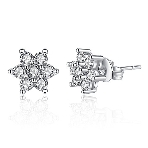 Ohrstecker Ohrringe Damen Mädchen 925er Sterling Silber Elegant mit AAA Zirkonia Schneeflocke Hypoallergen Klein Ohrschmuck Studs von Canarea