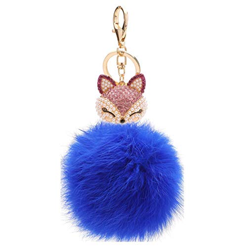 Schlüsselanhänger Süß Plüsch Ball Taschenanhänger Strass Fuchs Weich bommel Keychain Elegant Plüsch-Kugel Auto-Anhänger Pompom Glitzer Schlüsselring Handtaschenanhänger (# 3) von Canarea