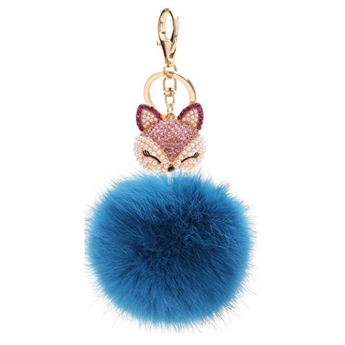 Schlüsselanhänger Süß Plüsch Ball Taschenanhänger Strass Fuchs Weich bommel Keychain Elegant Plüsch-Kugel Auto-Anhänger Pompom Glitzer Schlüsselring Handtaschenanhänger (# 8) von Canarea