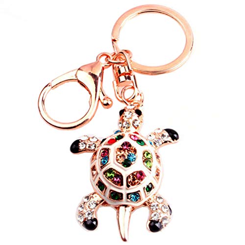 Schlüsselanhänger Taschenanhänger Strass Keychain Glitzer Schildkröte Metall Auto-Anhänger Schlüsselring Tasche Süß Glolden Handtaschenanhänger Keychain von Canarea