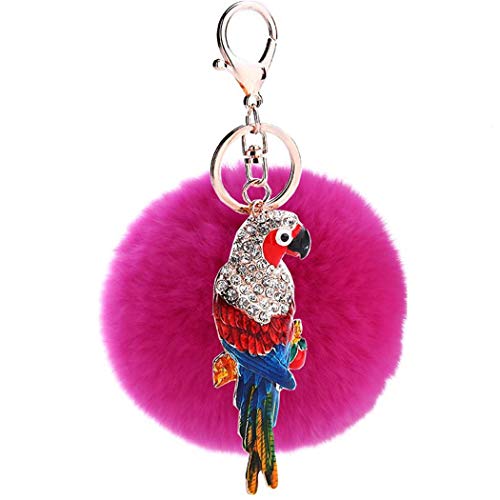 Schlüsselanhänger glänzendem Keychain Handarbeit Süß Mini Papagei Strass Taschenanhänger Weich Elegant Glücksbringer Geschenk für Auto-Anhänger Schlüsselring Handtaschenanhänger Dekor (Rosa) von Canarea