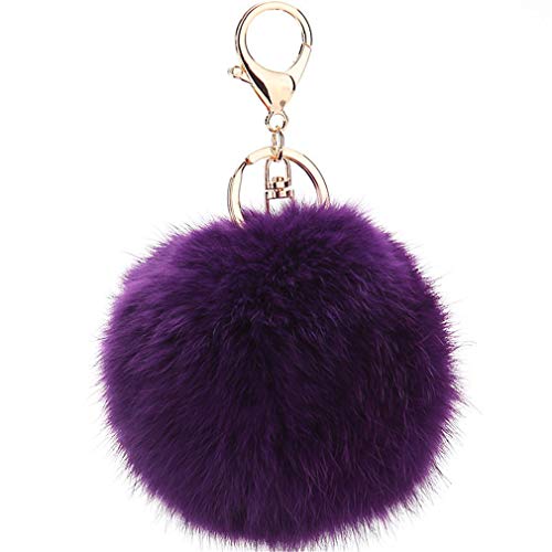 Schlüsselanhänger plüsch Ball Keychain Elegant Plüsch-Kugel Auto-Anhänger Taschenanhänger bommel Pompom Weich Schlüsselring Handtaschenanhänger Dekor (Lila) von Canarea