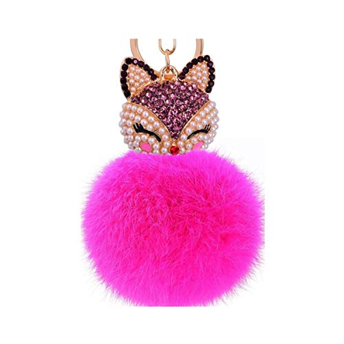 Schlüsselanhänger plüsch Ball Süß Fuchs Strass Perle Taschenanhänger Plüsch-Kugel Autoschlüssel -Anhänger Pompom Glitzer Weich Schlüsselring bommel Keychain Handtaschenanhänger Dekor (# 23) von Canarea