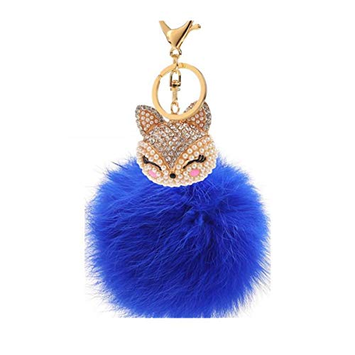 Schlüsselanhänger plüsch Ball Süß Fuchs Strass Perle Taschenanhänger Plüsch-Kugel Autoschlüssel -Anhänger Pompom Glitzer Weich Schlüsselring bommel Keychain Handtaschenanhänger Dekor (# 28) von Canarea