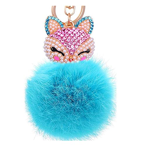 Schlüsselanhänger plüsch Ball Süß Fuchs Strass Perle Taschenanhänger Plüsch-Kugel Autoschlüssel -Anhänger Pompom Glitzer Weich Schlüsselring bommel Keychain Handtaschenanhänger Dekor (# 29) von Canarea