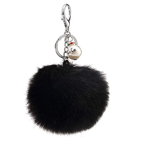 Schlüsselanhänger plüsch Ball Taschenanhänger Perle Bommel Keychain Elegant Plüsch-Kugel Auto-Anhänger Pompom Weich Schlüsselring, (2) von Canarea