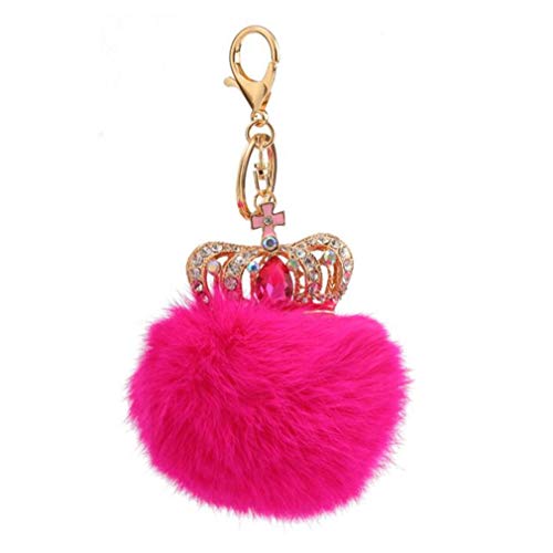 Schlüsselanhänger plüsch ball strass Krone Schöne DIY Handtaschenanhänger strass bommel Keychain Elegant Plüsch-Kugel Auto-Anhänger Pompom mit Strass Glitzer Weich Schlüsselring bommel Keychain (# 26) von Canarea