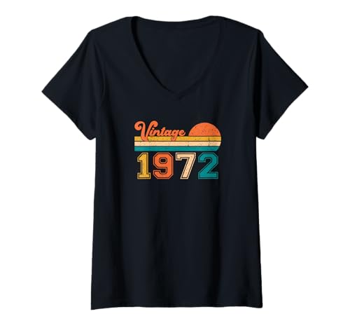 Damen Vintage-Geburtstag 1972, Generation X T-Shirt mit V-Ausschnitt Damen Vintage-Geburtstag 1972, Generation X T-Shirt mit V-Ausschnitt von Canary Mill