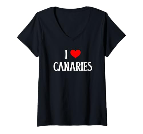 Damen I Love Canaries I Heart Canarien Kanarienvögel Vogelbeobachter T-Shirt mit V-Ausschnitt Damen I Love Canaries I Heart Canarien Kanarienvögel Vogelbeobachter T-Shirt mit V-Ausschnitt von Canary lover I Love Canaries Bird lover Apparel