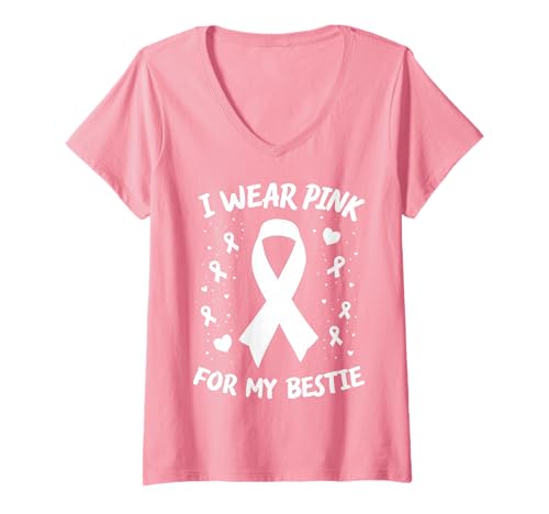 Damen Ich trage Rosa, um Meine Beste Freundin auf Krebs aufmerksam zu Machen T-Shirt mit V-Ausschnitt Damen Ich trage Rosa, um Meine Beste Freundin auf Krebs aufmerksam zu Machen T-Shirt mit V-Ausschnitt von Cancer Awareness Bestie Support Tees & Gifts Co