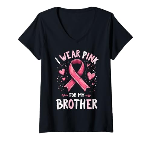 Damen Ich trage Rosa, um Meinen Bruder auf Krebs aufmerksam zu Machen T-Shirt mit V-Ausschnitt Damen Ich trage Rosa, um Meinen Bruder auf Krebs aufmerksam zu Machen T-Shirt mit V-Ausschnitt von Cancer Awareness Brother Support Tees Gifts