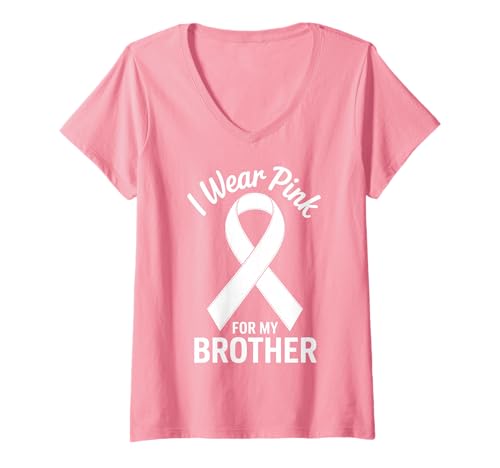 Damen Ich trage Rosa, um Meinen Bruder auf Krebs aufmerksam zu Machen T-Shirt mit V-Ausschnitt Damen Ich trage Rosa, um Meinen Bruder auf Krebs aufmerksam zu Machen T-Shirt mit V-Ausschnitt von Cancer Awareness Brother Support Tees