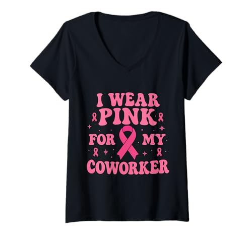 Damen Ich trage Rosa, um Meinen Kollegen auf Krebs aufmerksam zu Machen T-Shirt mit V-Ausschnitt Damen Ich trage Rosa, um Meinen Kollegen auf Krebs aufmerksam zu Machen T-Shirt mit V-Ausschnitt von Cancer Awareness Coworker Support Apparl