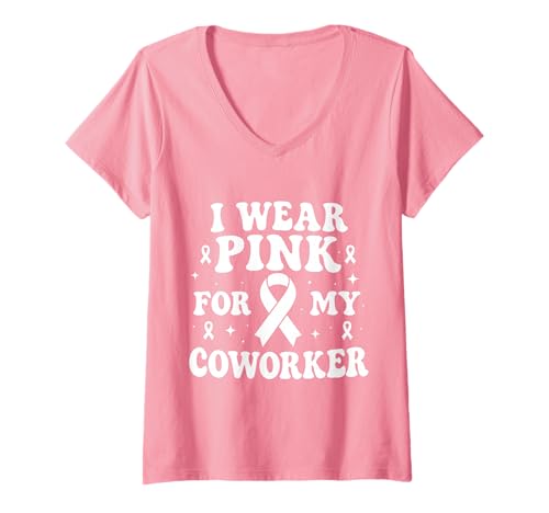 Damen Ich trage Rosa, um Meinen Kollegen auf Krebs aufmerksam zu Machen T-Shirt mit V-Ausschnitt Damen Ich trage Rosa, um Meinen Kollegen auf Krebs aufmerksam zu Machen T-Shirt mit V-Ausschnitt von Cancer Awareness Coworker Support Apparl