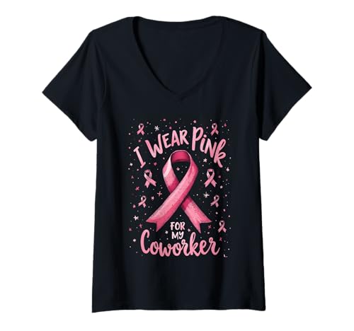 Damen Ich trage Rosa, um Meinen Kollegen auf Krebs aufmerksam zu Machen T-Shirt mit V-Ausschnitt Damen Ich trage Rosa, um Meinen Kollegen auf Krebs aufmerksam zu Machen T-Shirt mit V-Ausschnitt von Cancer Awareness Coworker Support Tees Co