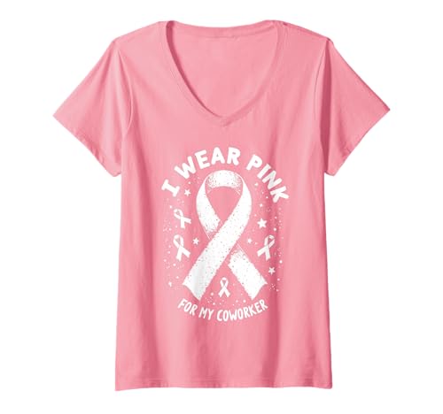 Damen Ich trage Rosa, um Meinen Kollegen auf Krebs aufmerksam zu Machen T-Shirt mit V-Ausschnitt Damen Ich trage Rosa, um Meinen Kollegen auf Krebs aufmerksam zu Machen T-Shirt mit V-Ausschnitt von Cancer Awareness Coworker Support Tees Co