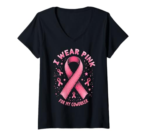 Damen Ich trage Rosa, um Meinen Kollegen auf Krebs aufmerksam zu Machen T-Shirt mit V-Ausschnitt Damen Ich trage Rosa, um Meinen Kollegen auf Krebs aufmerksam zu Machen T-Shirt mit V-Ausschnitt von Cancer Awareness Coworker Support Tees Co