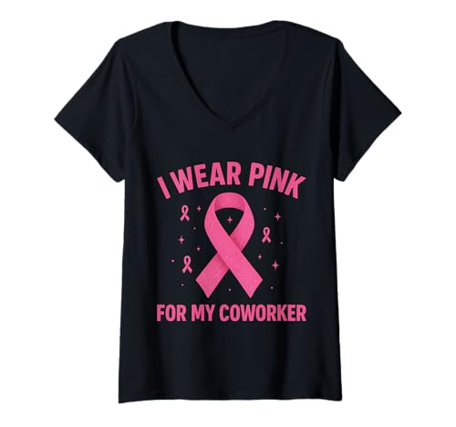 Damen Ich trage Rosa, um Meinen Kollegen auf Krebs aufmerksam zu Machen T-Shirt mit V-Ausschnitt Damen Ich trage Rosa, um Meinen Kollegen auf Krebs aufmerksam zu Machen T-Shirt mit V-Ausschnitt von Cancer Awareness Coworker Support Tees