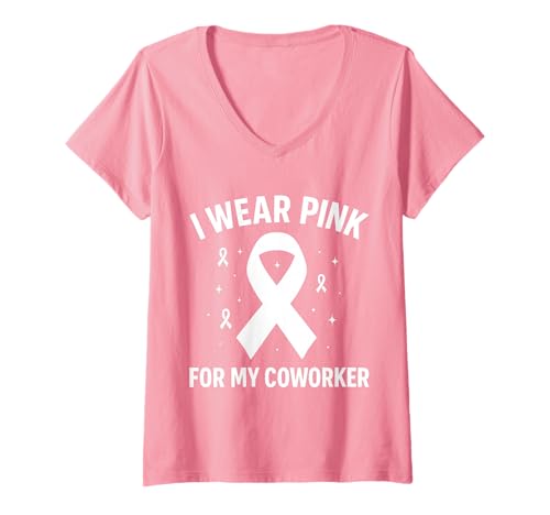 Damen Ich trage Rosa, um Meinen Kollegen auf Krebs aufmerksam zu Machen T-Shirt mit V-Ausschnitt Damen Ich trage Rosa, um Meinen Kollegen auf Krebs aufmerksam zu Machen T-Shirt mit V-Ausschnitt von Cancer Awareness Coworker Support Tees