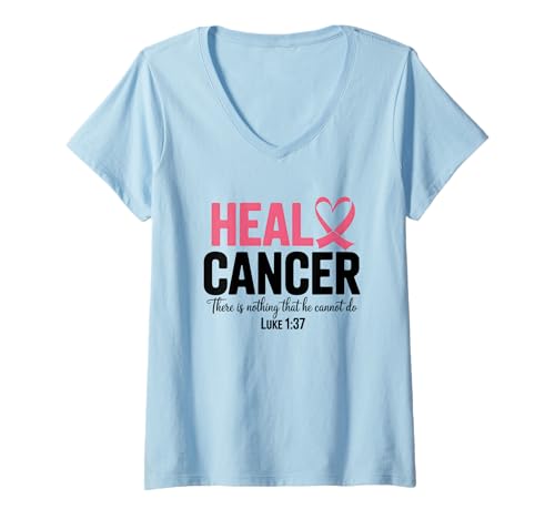 Damen Heilen Sie Krebs Liebe Stärke Mut Einheit T-Shirt mit V-Ausschnitt Damen Heilen Sie Krebs Liebe Stärke Mut Einheit T-Shirt mit V-Ausschnitt von Cancer Awareness Support Heal Love
