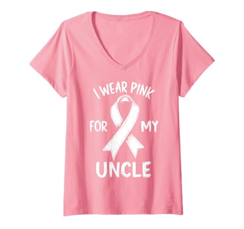 Damen Ich trage Rosa, damit Mein Onkel auf Krebs aufmerksam Wird T-Shirt mit V-Ausschnitt Damen Ich trage Rosa, damit Mein Onkel auf Krebs aufmerksam Wird T-Shirt mit V-Ausschnitt von Cancer Awareness Uncle Support Tees Gifts