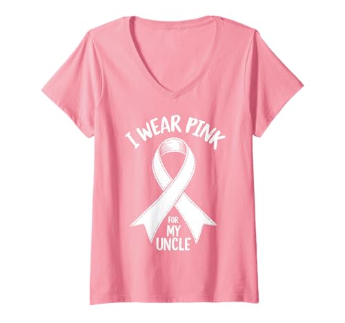 Damen Ich trage Rosa, damit Mein Onkel auf Krebs aufmerksam Wird T-Shirt mit V-Ausschnitt Damen Ich trage Rosa, damit Mein Onkel auf Krebs aufmerksam Wird T-Shirt mit V-Ausschnitt von Cancer Awareness Uncle Support Tees Gifts