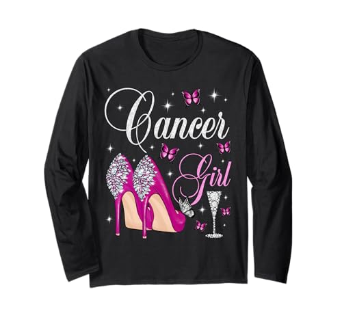 Krebs Mädchen Geburtstag Party Sternzeichen High Heels Schmetterlinge Langarmshirt Krebs Mädchen Geburtstag Party Sternzeichen High Heels Schmetterlinge Langarmshirt von Cancer Girl Birthday Party High Heels Butterflies