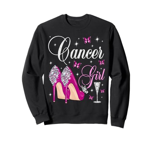 Krebs Mädchen Geburtstag Party Sternzeichen High Heels Schmetterlinge Sweatshirt von Cancer Girl Birthday Party High Heels Butterflies