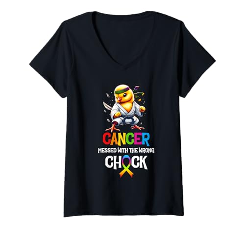 Damen Krebs hat sich mit dem falschen Mädchen angelegt Cancer Warrior Martial Art T-Shirt mit V-Ausschnitt Damen Krebs hat sich mit dem falschen Mädchen angelegt Cancer Warrior Martial Art T-Shirt mit V-Ausschnitt von Cancer Messed With Wrong Chick Cancer Warrior