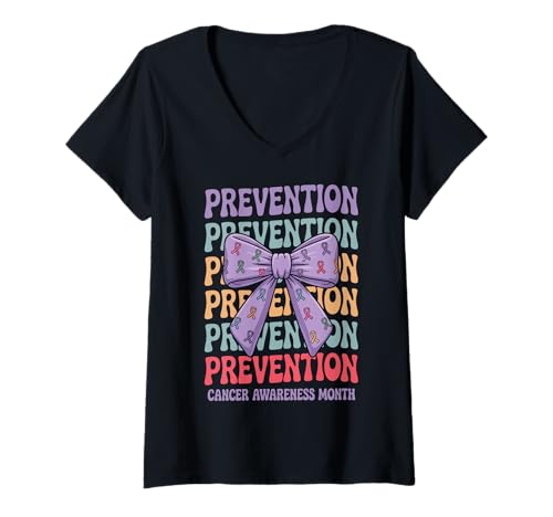 Damen Prevention Cancer Awareness Women T-Shirt mit V-Ausschnitt von Cancer Prevention awareness
