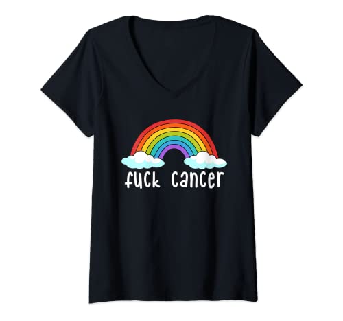 Damen Fuck Cancer Rainbow Cancer Survivor Geschenk Fuck Cancer T-Shirt mit V-Ausschnitt Damen Fuck Cancer Rainbow Cancer Survivor Geschenk Fuck Cancer T-Shirt mit V-Ausschnitt von Cancer Survivor Gifts