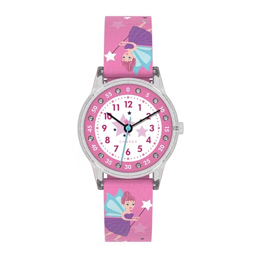 Cander Berlin MNA 4030 P Kinderarmbanduhr 3 ATM wasserdicht Kinder-Armbanduhr Mädchen Lernuhr rosa pink Glitzer analog von Cander Berlin