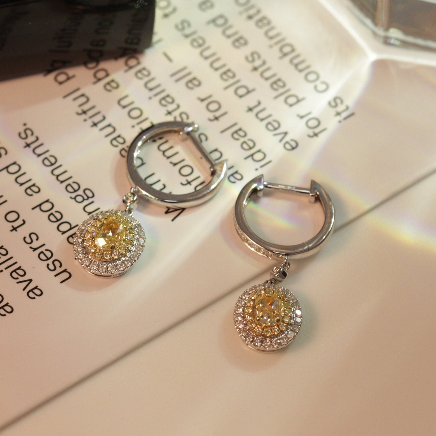 Exquisite Diamant Runde Ohrringe/Schöne Gelbe Ohrringe Für Frauen/Halo Tropfen Handgemachter Schmuck/Jahrestag Geschenk von CandiceLoveStudio