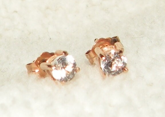 14K-1.00Tcw Rose Gold Weißer Saphir Ohrringe von Candiesthings