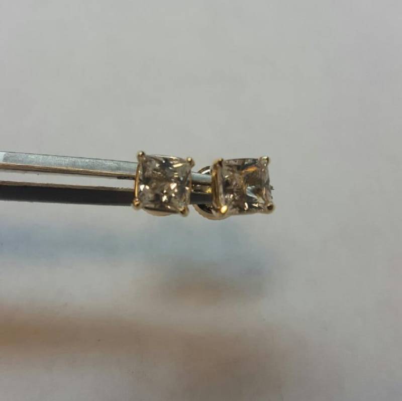 14Kt Echte Prinzessin Geschnitten Weiß 1, 00Tcw Saphir | Diamant-WieOhrringe von Candiesthings
