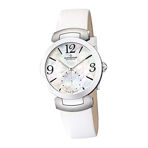 Candino Armband-Uhr Damen C4498/1 Elegant Analog Quarz Leder Uhr weiß D2UC4498/1 EIN Geschenk zu Weihnachten, Geburtstag, Valentinstag für die Frau von Candino