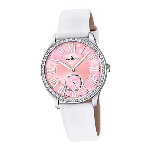 Candino Armband-Uhr Damen C4596/2 Fashion Analog Quarz Leder Uhr weiß D2UC4596/2 EIN Geschenk zu Weihnachten, Geburtstag, Valentinstag für die Frau von Candino