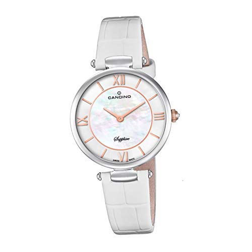 Candino Armband-Uhr Damen C4669/1 Fashion Analog Quarz Leder Uhr weiß D2UC4669/1 EIN Geschenk zu Weihnachten, Geburtstag, Valentinstag für die Frau von Candino