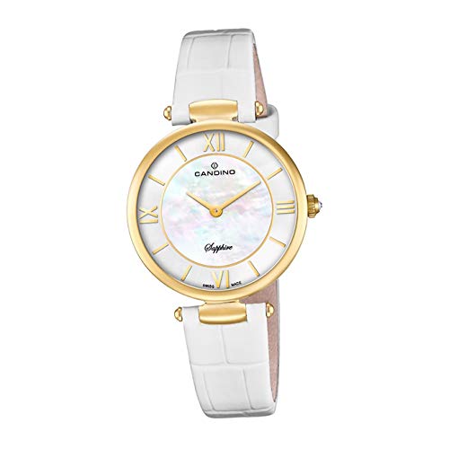 Candino Armband-Uhr Damen C4670/1 Fashion Analog Quarz Leder Uhr weiß D2UC4670/1 EIN Geschenk zu Weihnachten, Geburtstag, Valentinstag für die Frau von Candino