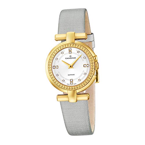 Candino Armbanduhr Damen C4561/1 Fashion Analog Leder/Textil Uhr grau D2UC4561/1 EIN Geschenk zu Weihnachten, Geburtstag, Valentinstag für die Frau von Candino