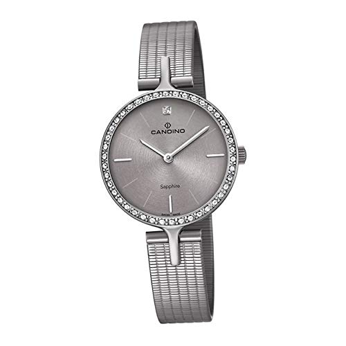 Candino Armbanduhr Damen C4647/1 Fashion Quarzwerk Edelstahl Uhr grau D2UC4647/1 EIN Geschenk zu Weihnachten, Geburtstag, Valentinstag für die Frau von Candino